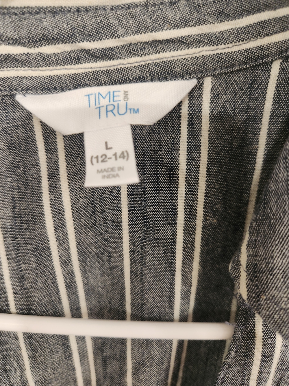 Time and Tru Gray and White Striped Midi Shirt Dress - Picture 2 of 4